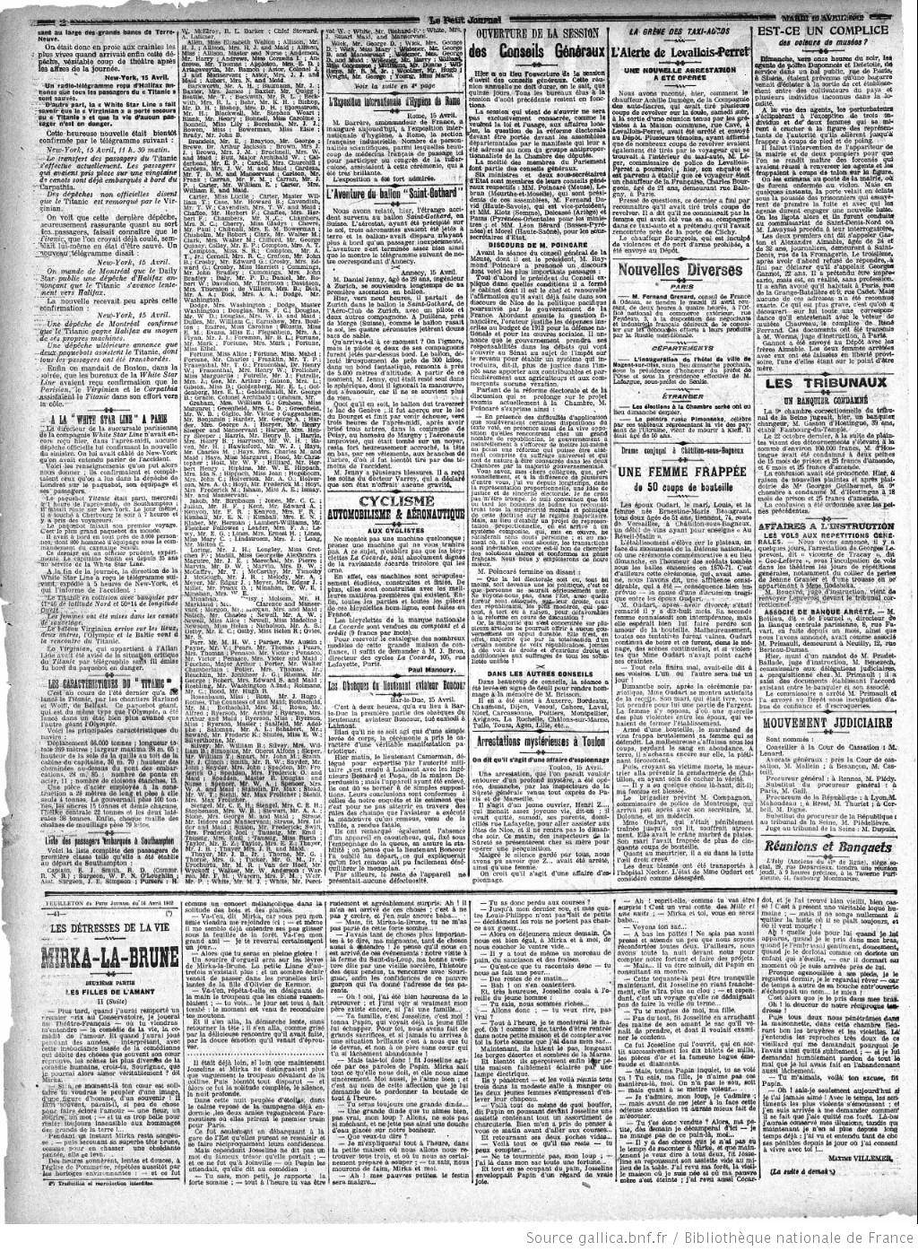 Le Petit Journal du 16/04/1912